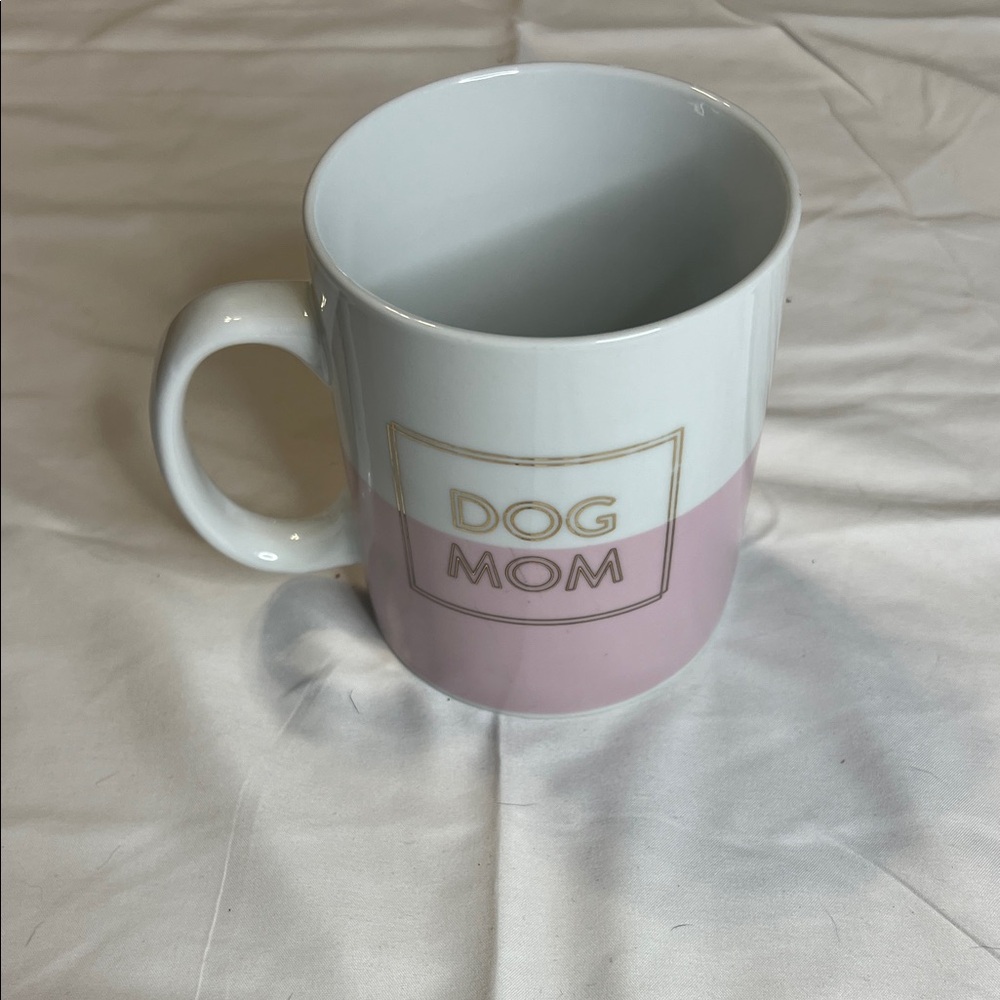Dog Mom Pink and White Mug